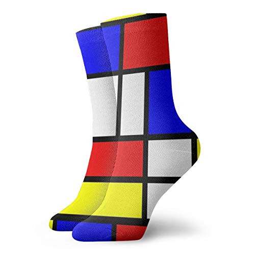 Retro Mondrian Pattern Throw Pillow Painting Classics Compression Socks Svetlana Novikova Athletic Long Crew Socks For Men Women 11.8inch-30cm-