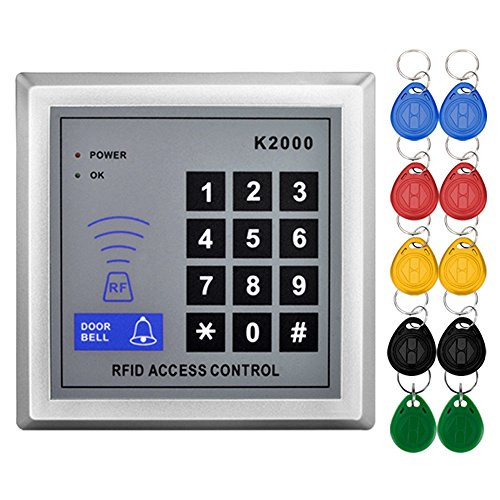 Standalone Access Control Keypad RFID 125KHz Card Reader Door Lock with 10 Proximity Key Fobs for Door Security System K2000
