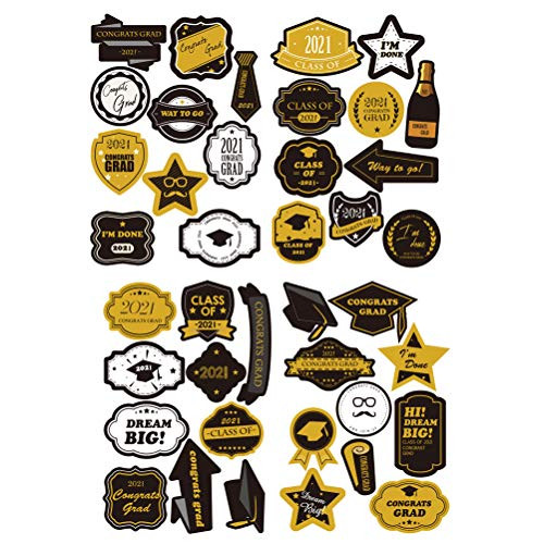 jojofuny 20 Sheets Graduation Stickers Grad 2021 Stickers Adhesive Seal Labels Decorative Envelope Sealing Stickers for 2021 Graduation Party Supplies
