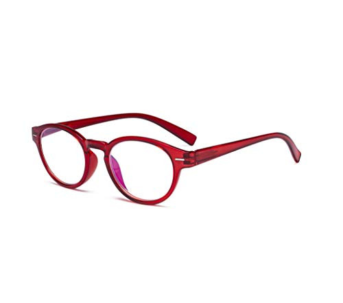 Eyekepper Retro Key Hole Oval Round Readers Spring-Hinges Reading Glasses Red  plus3.5