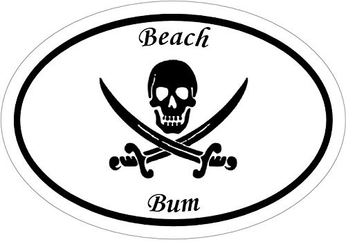 Oval Vinyl Beach Bum Pirate Decal Jolly Roger Pirate Bumper Sticker Beach Sticker Oval Vinyl Beach Bum Pirate Decal Jolly Roger Pirate Bumper Sticker Beach Sticker