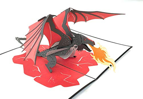 EnclosedWithLove Premium Fire Breathing Red Dragon 3D Card For Birthday Thank You Congratulations Papercraft Dragon Dragon Pop Up Greeting Card Pop Up Dragon Legendary Kids