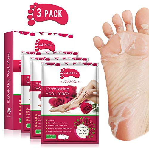 Foot Mask 3 Pack Exfoliating Foot Peel Mask for Cracked Heels Dead Skin and Calluses Repairs Rough Heels-Rose- Foot Mask 3 Pack Exfoliating Foot Peel Mask for Cracked Heels Dead Skin and Calluses Repairs Rough Heels-Rose-