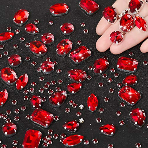 156 Pieces Clear Sew On Glass Rhinestones Metal Prong Setting Flatback Rhinestones Sewing Claw Crystals Rhinestones Mixed Shapes for Craft Clothes Shoes Dress Jewelry Making -Red- 156 Pieces Clear Sew On Glass Rhinestones Metal Prong Setting Flatback Rhinestones Sewing Claw Crystals Rhinestones Mixed Shapes for Craft Clothes Shoes Dress Jewelry Making -Red-