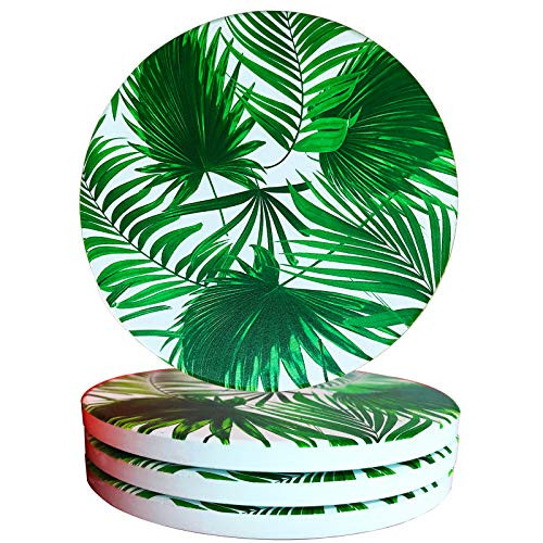 Coasters for Drinks Absorbent Ceramic Coaster Set of 4 Stone Coasters for Cold Drinks Coffee Mug Glass Cup Place Mats -Green Palm- Coasters for Drinks Absorbent Ceramic Coaster Set of 4 Stone Coasters for Cold Drinks Coffee Mug Glass Cup Place Mats -Green Palm-