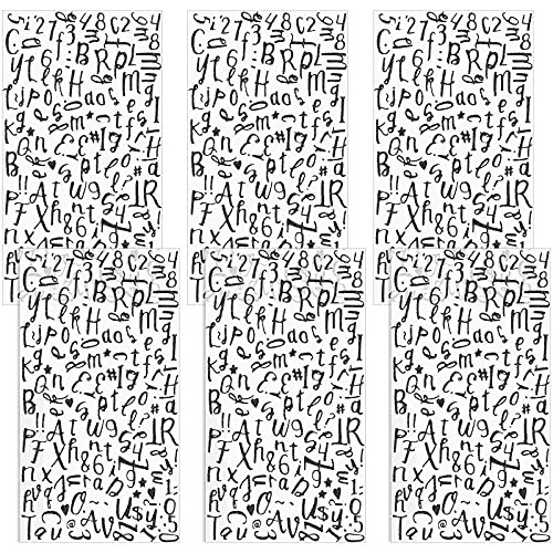 6 Sheets Heat Transfer Glitter Stickers Include 924 Adhesive Iron-on Letters Number Appliques Three-Dimensional Iron on Alphabet Symbol for T-Shirt Clothes Bags DIY Craft Decor -Black-