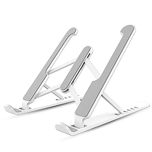 Laptop Stand Portable Computer Laptop Mount Holder Foldable Desktop Tablet Holder Plastic Adjustable Laptop Riser Stand Compatible with MacBook Air Pro-iPad-Notebook White