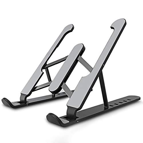 Laptop Stand Portable Computer Laptop Mount Holder Foldable Desktop Tablet Holder Plastic Adjustable Laptop Riser Stand Compatible with MacBook Air Pro-iPad-Notebook Black