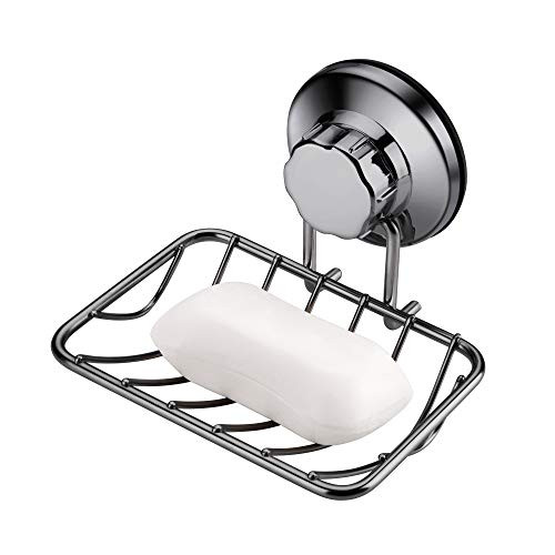 iPEGTOP Super Powerful Vacuum Suction Cup Shower Soap Dish - Strong Rustproof Stainless Steel Soap Saver Sponge Holder for Bathroom and Kitchen Sink -Graphite- iPEGTOP Super Powerful Vacuum Suction Cup Shower Soap Dish - Strong Rustproof Stainless Steel Soap Saver Sponge Holder for Bathroom and Kitchen Sink -Graphite-