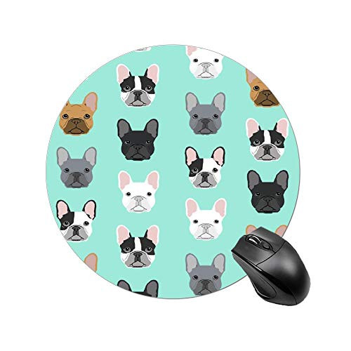 French Bulldog Sweet Dog Puppy Puppies Dog Mouse Pad for Kids Mini Mouse Mat Gaming Round Mousepad