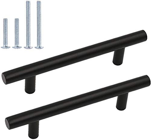 3.5inch-90mm Black Cabinet Pulls Cabinet Handle T Bar Cabinet Hardware Pulls Drawer Handles Metal Drawer Pulls for Kitchen Bathroom Drawers Bedroom Wardrobe 5 Pack