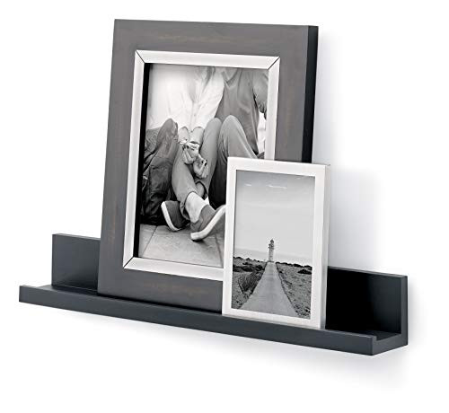 Command Damage-Free Picture Floating Wall Shelf, Installs without Tools or Nails, Slate, 21 Floating décor Ledge holds 5 lbs (HOM21Q-ES)
