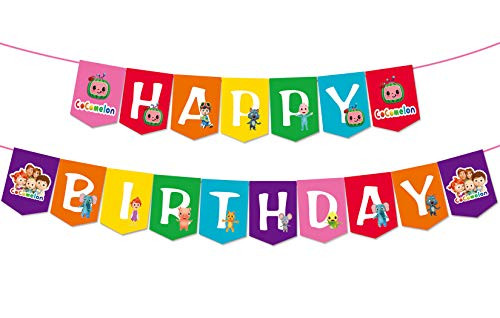 Cocomelon Inspired Happy Birthday Banner Gaming Party Supplies For Kids and Adults Birthday Party Decorations