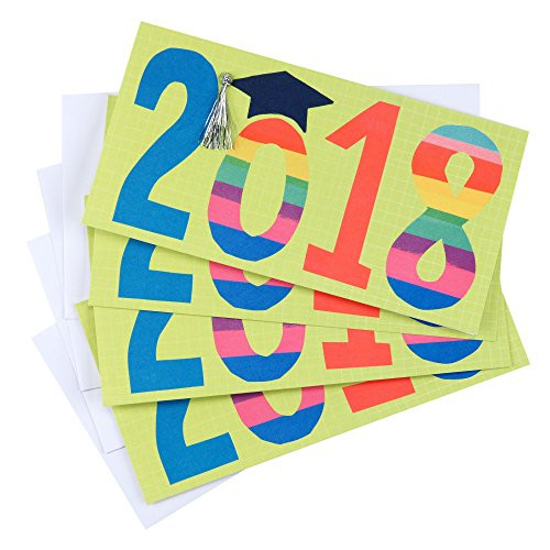 Hallmark Graduation Money Holder or Gift Card Holder Greeting Card Assortment -4 Cards and 4 Envelopes Rainbow Stripes 2018-