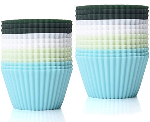 TeaRoo Silicone Baking Cups Reusable 24 Pack Cupcake Liners Muffin Cups Nonstick Standard Size Cupcake Holder Molds Muffins Cup Molds