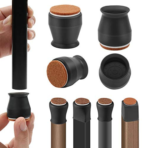Chair Leg Floor Protectors for Hardwood Floors 16Pack Silicon Furniture Chair Leg Caps Pads with Felt Bottom Free Moving Table Feet Covers to Prevent Wooden Floor Scratches and Reduce Noise