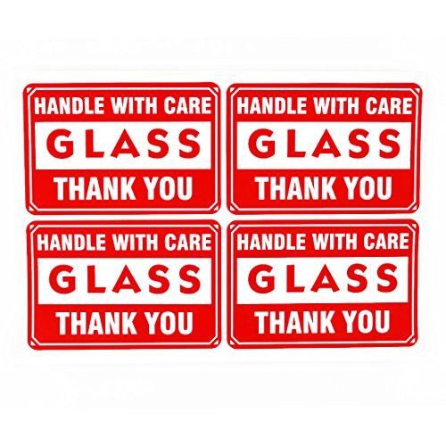 MeshaKippa 200 2x3" Glass Handle with Care Sticker Shipping Label Fragile Glass Sign