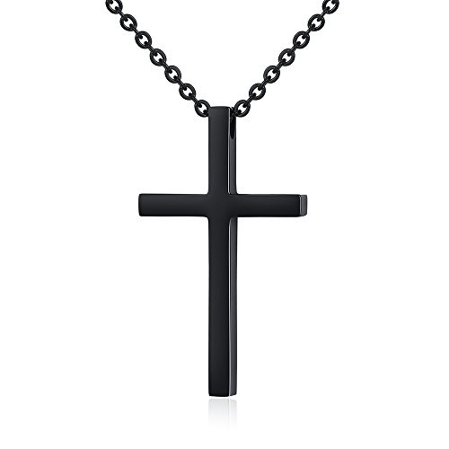 Reve Simple Stainless Steel Cross Pendant Chain Necklace for Men Women 20-22 Inches Link Chain -Black-1.71.02 Pendant plus22 Chain- Reve Simple Stainless Steel Cross Pendant Chain Necklace for Men Women 20-22 Inches Link Chain -Black-1.71.02 Pendant plus22 Chain-