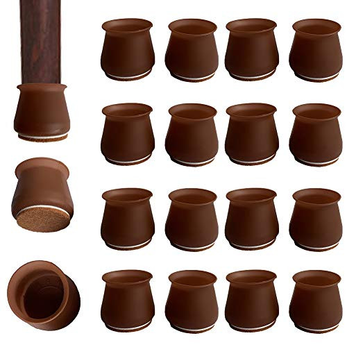 Upgraded 16PCS Silicone Chair Leg Caps Chair Leg Floor Protector Silicone Chair Leg Covers Furniture Feet Pads with Felt Bottom to Prevent Scratches Noise -Brown- Upgraded 16PCS Silicone Chair Leg Caps Chair Leg Floor Protector Silicone Chair Leg Covers Furniture Feet Pads with Felt Bottom to Prevent Scratches Noise -Brown-