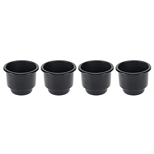 WerkWeit Cup Drink Holder Camper Recessed Plastic Can Holder with Drain for Marine Boat Rv Car Yacht -Black-