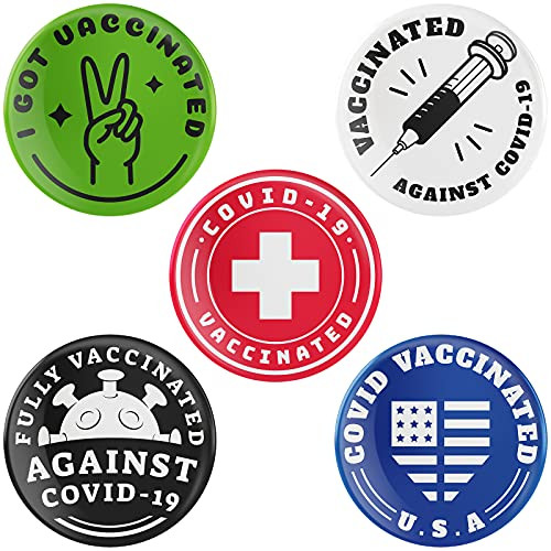 NBSK Vaccinated Pins 10 Packs I Got Co-vid 19 Vaccine Pins Brooch 1.5inch Round Co-vid Vaccinated Pins Vaccine Memorial Button Pins for Men and Women NBSK Vaccinated Pins 10 Packs I Got Co-vid 19 Vaccine Pins Brooch 1.5inch Round Co-vid Vaccinated Pins Vaccine Memorial Button Pins for Men and Women