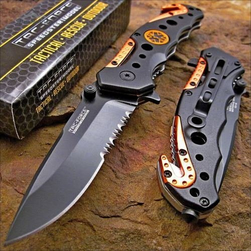 Factory Manufactured TAC-Force Knife Blade EMT EMS Orange Rescue Folding Pocket