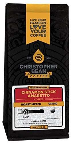 Christopher Bean Coffee Decaffeinated Ground, Amaretto Cinnamon Stick, 12 Ounce