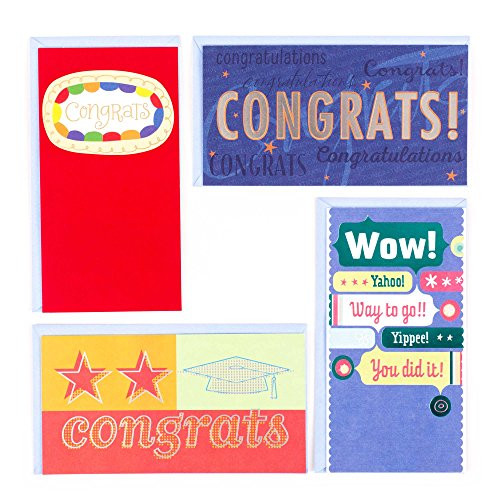 Hallmark Graduation Cards Money Holder or Gift Card Holder Assortment -4 Cards with Envelopes- -999GMR7255-