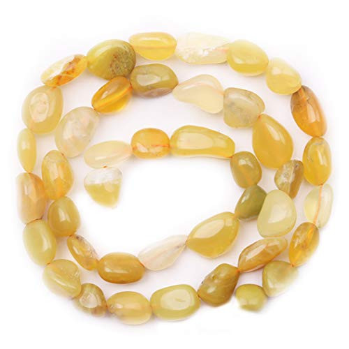 Natural Stone Beads for Jewelry Making8mm x 10mm A Strand Semi-Precious Oval Gemstone Crystal Acrylic Loose Beads for Necklace Earring Bracelet Pendant DIY Jewelry Making- Yellow Agate