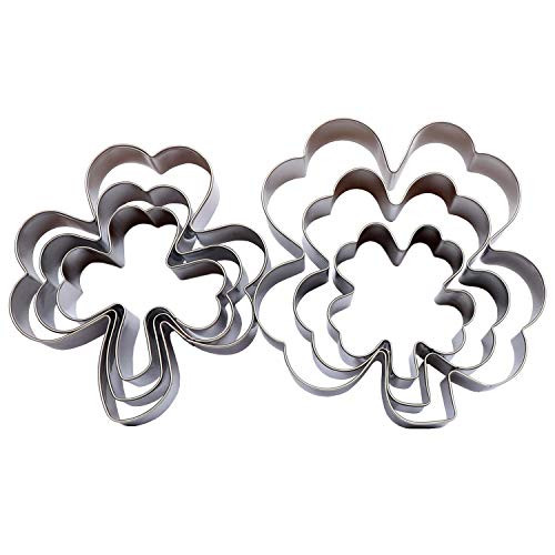 Shamrock and Clover Cookie Cutter Set - 6 Piece St. Patrick's Day Shamrock Four Leaf Clover Cookie Cutters