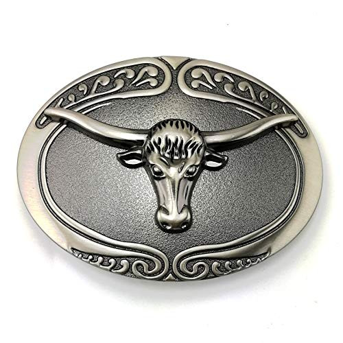 Lanxy Vintage Bull Longhorn Belt Buckle Large American Western Cowboy Celtic Knot Oval Belt Buckle For Men