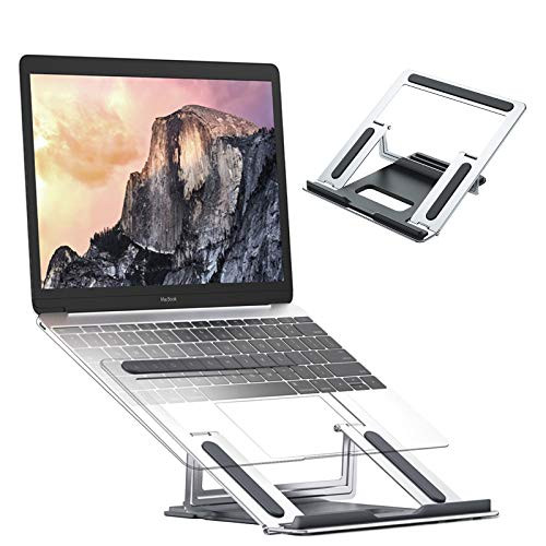 Adjustable Laptop Stand Foldable Desk Laptop Holder Aluminum Laptop Notebok Mount Computer Stand Multi-Angle Laptop Riser Compatible with MacBook Pro-Air All 10-15.6" Laptops -Silver-