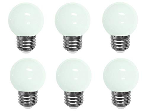 JKLcom G45 LED Bulb G45 5W Mini Globe LED Bulb LED Candelabra Bulb A15 LED Candle Light Bulb,E27 Medium Base,5W(40W Equivalent),AC85-265V,Milky Cover,Daylight White 6000K,6 Pack