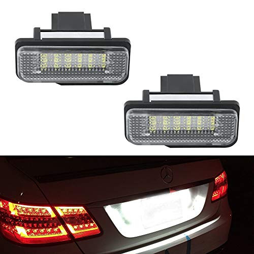 GemPro 2Pcs LED License Plate Lights Lamp Kit For Mercedes-Benz E-Class W211/S211/ C-Class W203/CLS-Class W219/SLK-Class R171, Powered by 18-SMD Xenon White LED Light