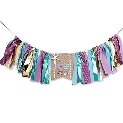 CIEOVO Mermaid Under The Sea Theme First Baby Girl Happy Birthday Highchair Banner Party Decoration CIEOVO Mermaid Under The Sea Theme First Baby Girl Happy Birthday Highchair Banner Party Decoration
