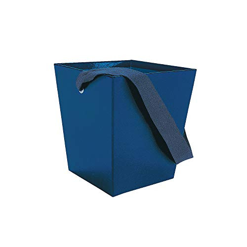 Fun Express - Blue Cardboard Bucket W/Ribbon Handle for Wedding - Party Supplies - Containers & Boxes - Paper Boxes - Wedding - 6 Pieces