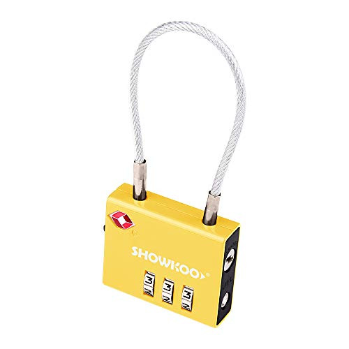 SHOWKOO TSA Approved Luggage Locks Travel Lock Re-settable Combination with Alloy Body Small and Lightweight Cable Locks Yellow SHOWKOO TSA Approved Luggage Locks Travel Lock Re-settable Combination with Alloy Body Small and Lightweight Cable Locks Yellow