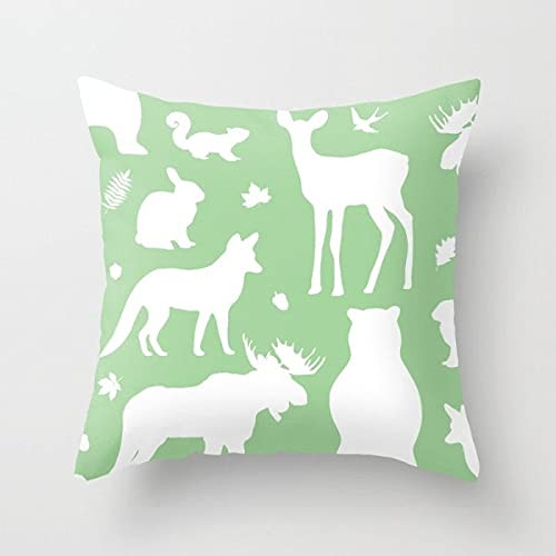 Woodland Animals Pillow with Insert - Forest Animals Pillow Cover - Woodland Nursery Decor - Green Pillow Cover - Nursery Decor- 18"x18"