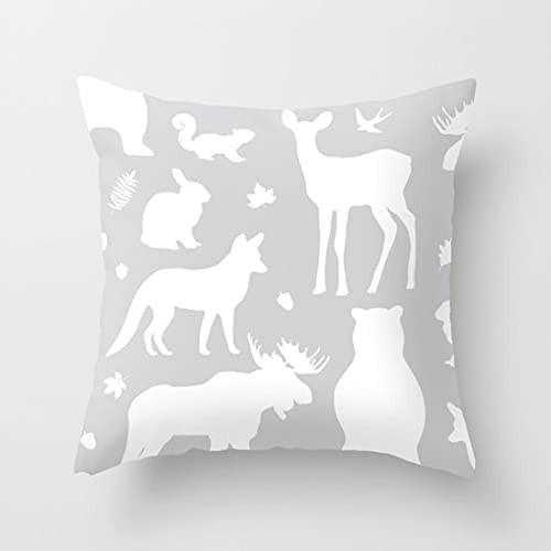 Woodland Animals Pillow with Insert - Forest Animals Pillow Cover - Woodland Nursery Decor - Grey Pillow Cover - Nursery Decor- 18"x18"