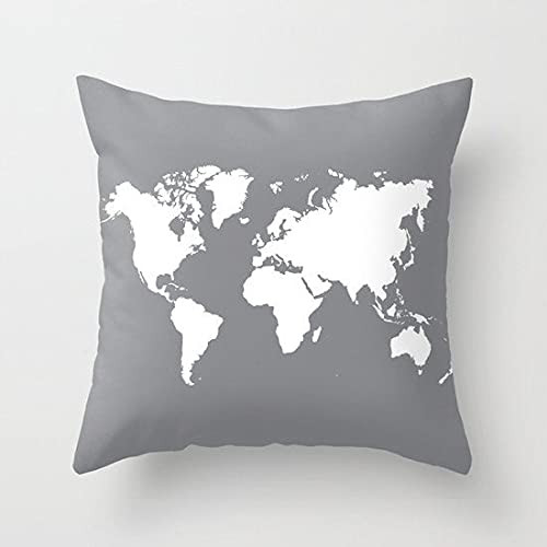 World Map Pillow - Slate Gray and White - Modern Pillow - Graphic Pillow - Travel Home Decor - Nursery Pillow - by Aldari Home- 18"x18"