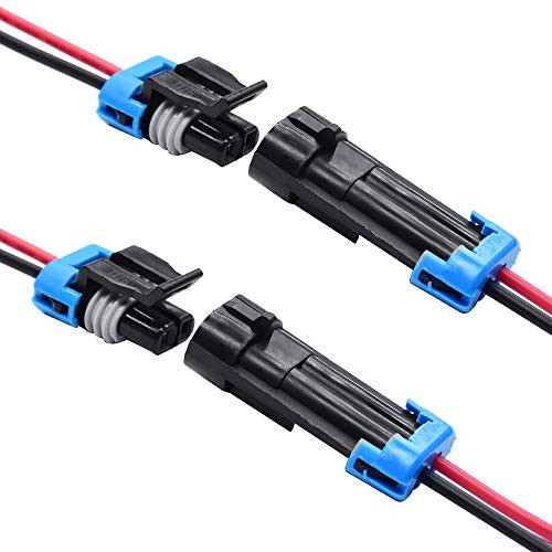 YUNPICAR 2 Pin Way Car Waterproof Electrical Connector Plug with Wire AWG Marine-2Kit 2 Pin-