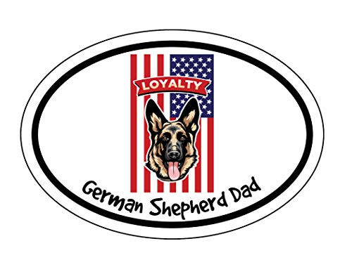 WickedGoodz Oval German Shepherd Dad Vinyl Decal - Dog Breed Bumper Sticker - American Flag Loyalty Shepherd Sticker WickedGoodz Oval German Shepherd Dad Vinyl Decal - Dog Breed Bumper Sticker - American Flag Loyalty Shepherd Sticker