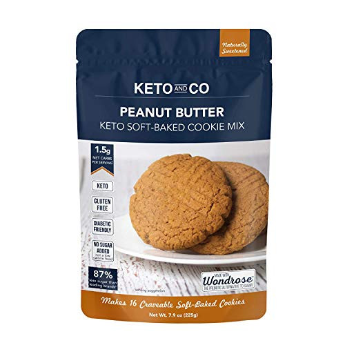 Peanut Butter Keto Soft-Baked Cookie Mix by Keto and Co - Just 1.5g Net Carbs Per Serving - Gluten Free Low Carb No Added Sugar Naturally Sweetened - -Peanut Butter Cookies-