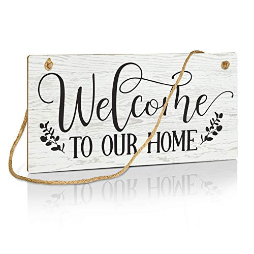 Putuo Decor Welcome to Our Home Sign 10x5 Inch Hanging Plaque for Door Wall - Welcome to Our Home 1