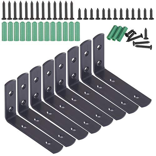 WEBI L Brackets Corner Bracket,90 Degree Steel Corner Brace- 8 Packs, 4" L X 2.5" W,Heavy Duty- Shelf Brackets Right Angle Bracket for Shelf, Wood, Furniture, Shelves,Spray Lacquer