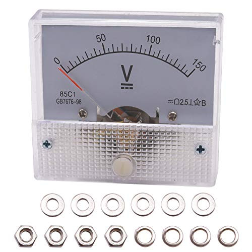 Tnisesm DC 0-150V Pointer Voltmeter 2.5 Accuracy Panel Voltage Volt Analog Gauge Meter 85C1-150V