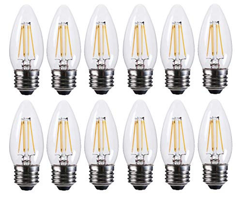 B11 E26 LED Chandelier Light Bulbs - Dimmable 60W Equivalent Candelabra Base Bulbs - FLSNT 4.5W LED Candle Light Bulbs - 2700K Soft White - 450LM,CRI80-12 Pack