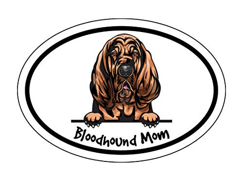 WickedGoodz Oval Bloodhound Mom Decal - Hound Dog Bumper Sticker - for Laptops Tumblers Windows Cars Trucks Walls