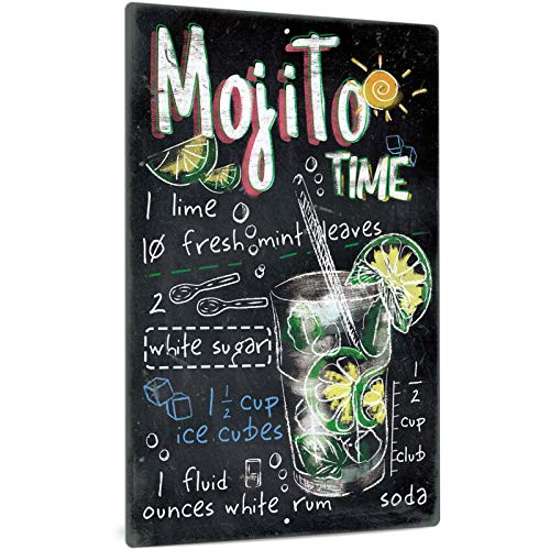 Putuo Decor Mojito Cocktail Bar Sign Vintage Art Wall Decor for Plaque Poster Cafe Man Cave Home Decor for Pub Club Kitchen 12x8 Inches Recipe Metal Sign Gift