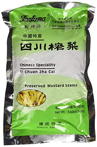 -2 Packs- ???? Fortuna Preserved Mustard Strips Si Chuan Zha Cai Original 3.53 oz - 100 g